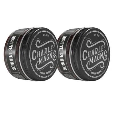 Afbeelding van Charlemagne Set van 2 matte pomade op waterbasis sterke grip beste wax voor kort of lang haar mat haarwax heren