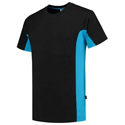 Afbeelding van Tricorp 102002 T Shirt Bicolor Borstzak Zwart/Turquoise