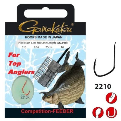 Afbeelding van Gamakatsu Onderlijnen Competition Feeder haak 2210R (10 pcs) Maat : 75cm 16 0.14mm