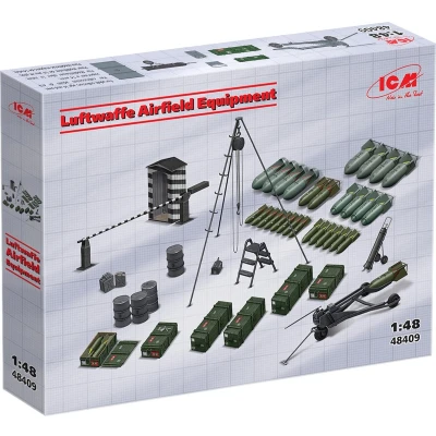 Afbeelding van 1:48 ICM 48409 Diorama Luftwaffe Airfield Equipment Plastic Modelbouwpakket