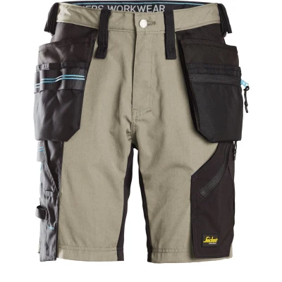 Afbeelding van Snickers 6110 LiteWork, 37.5 Korte Werkbroek met holsterzakken Khaki/Zwart