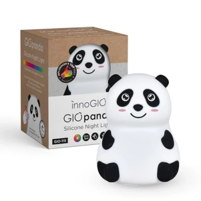 Afbeelding van InnioGIO GIOpanda, nachtlampje voor kinderen, panda motief, babylamp van zachte siliconen, 8 alternatieve kleuren, oplaadbaar via micro USB kabel, accessoires slaapkamer, slaaphulp
