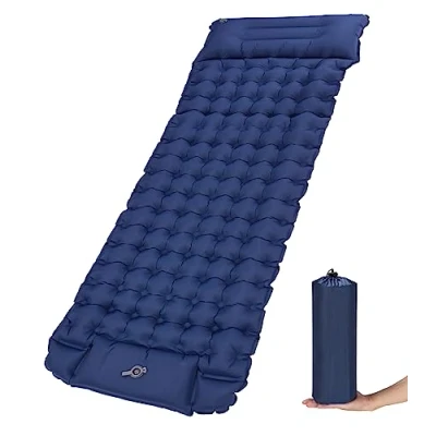 Afbeelding van Zawaer campingmatras, zelfopblaasbaar ultralicht luchtkussen, opblaasbaar matras met voetpomp, wandelmatras, campingvloermat, slaapmat, voor kamperen, reizen.