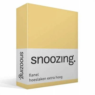 Afbeelding van Snoozing Flanel Hoeslaken Extra Hoog Lits jumeaux 200x210/220 cm Geel