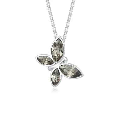 Afbeelding van Elli PREMIUM dames Halsketting met hanger vlinder kristallen in 925 sterling zilver 45 cm lang