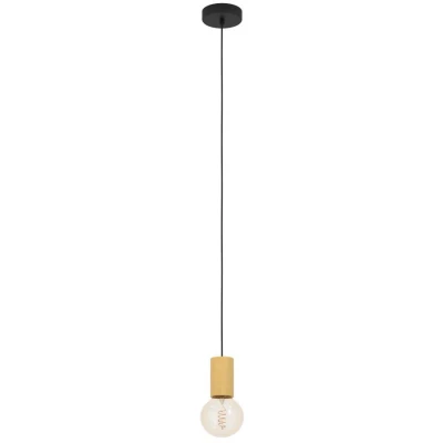 Afbeelding van EGLO Pozueta 1 Hanglamp E27 Ø 6,5 cm Zwart/Bruin Staal/Hout