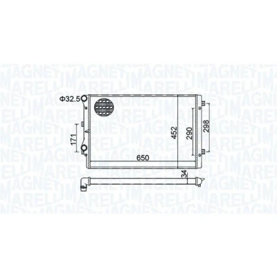 Afbeelding van MAGNETI MARELLI 350213157800 Radiateur 650 452 34 Koelribben mechanisch gelast VOLKSWAGEN: GOLF 5, 6, Scirocco III, AUDI: A3 Hatchback