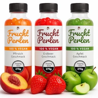 Afbeelding van ONHA Bubble Tea Parels, fruitparelmix Popping Boba voor bubbelthee, 810 g, bubbeltheeset, klaar om te serveren, 100% veganistisch en glutenvrij, inclusief echt vruchtensap
