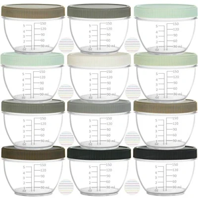 Afbeelding van Youngever 18 stuks herbruikbare vershouddozen voor babyvoeding, 180 ml, met deksel en etiketten, 9 kleuren (Urban)