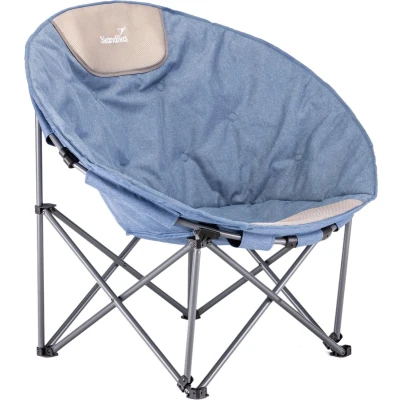 Afbeelding van Skandika Kupari Moonchair XL Campingstoel Vouwstoel Opvouwbare campingstoel, 150 kg gebruikersgewicht, zacht gevoerd, draagtas, comfortabele zithoogte 48 cm Buiten, tuin, balkon Maanstoel 104 x 82 97 (BxDxH) blauw