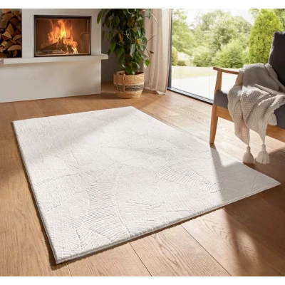 Afbeelding van Zacht Vloerkleed Fuzz Leaf Crème 50x80 Cm