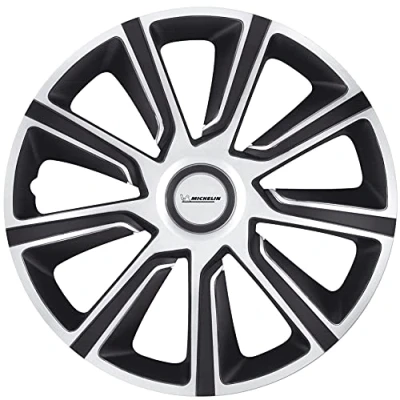 Afbeelding van Michelin 92015 Wieldoppen, Zwart/Zilver, Set van 4