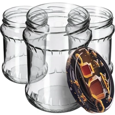 Afbeelding van KADAX Set van 24 ronde glazen voorraadpotten met schroefdeksel 500 ml Voor jam, inmaakpotten, honing