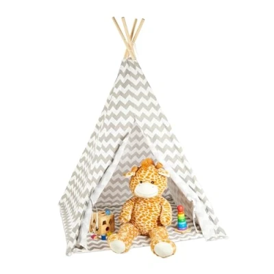 Afbeelding van Relaxdays tipi tent kinderen wigwam speeltent indianentent kind wit
