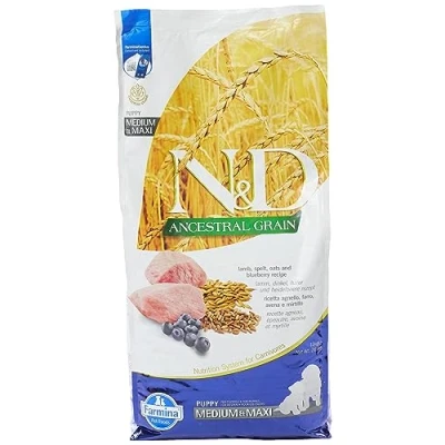 Afbeelding van FARMINA N&amp;D Ancestral Grain Puppy Medium&amp;Maxi Lamsvlees droog hondenvoer 12 kg