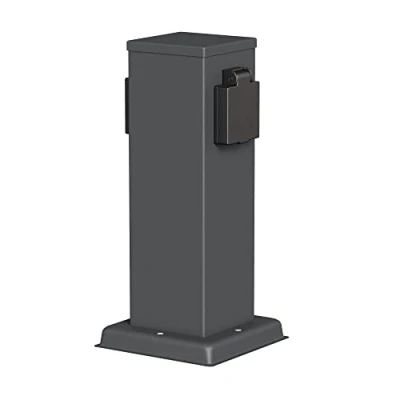 Afbeelding van ledscom.de Tuincontactdoos POLLY voor buiten, IP44, 2 voudig, antraciet, vierkant, 27 cm