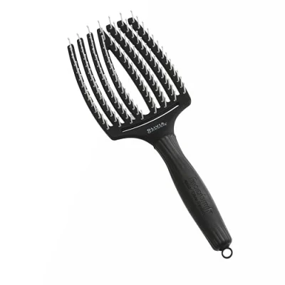 Image de Olivia Garden Fingerbrush Care Iconic Taille Large Noir Brosse à Cheveux en Poils de Nylon pour un Démêlage Doux &amp; des Sains