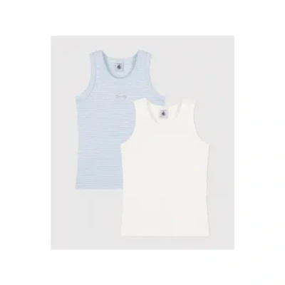 Afbeelding van Petit Bateau Setje met 2 katoenen hemdjes voor kinderen Jongens Onderhemd Maat 92/98