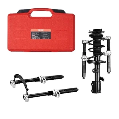 Image de VEVOR Kit Compresseur Ressort Amortisseur pour Voiture 1,2 T Course 280 mm Tendeur de en Acier 1 Paire avec Boîte à Outils et Support Sécurité Démonter Ressorts Suspension Auto SUV