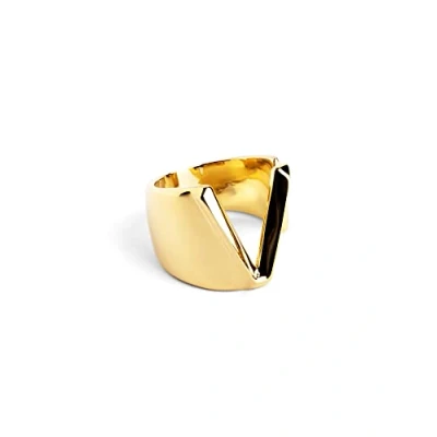 Afbeelding van Singularu Personalized Letter Signet Ring, Dames, Maat: One Size, Letra v oro