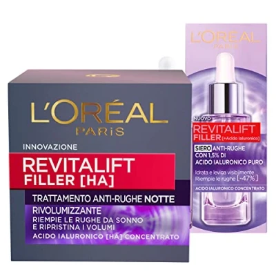 Afbeelding van L&#039;Oréal Paris Revitalift Filler Gezichtsserum Revolumizing Care Cream Anti Rimpel Nacht 2 Hyaluronzuurverzorging
