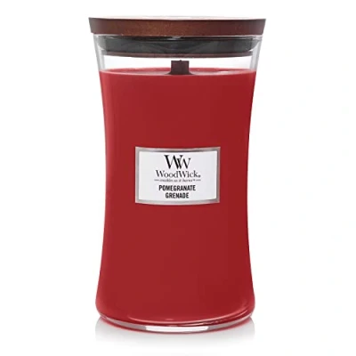 Image de Woodwick Grande bougie parfumée sablier grenade avec mèche craquelante Durée de combustion : jusqu&#039;à 130 heures paraffine,