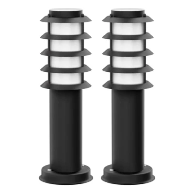 Afbeelding van ledscom.de 2 stuks padlamp/aansluitlamp/tuinlamp PORU voor buiten, IP44, rooster, 39 cm, zwart, 1 x E27 max. 40 W.