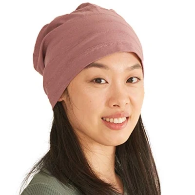 Afbeelding van Herenhoed, 100% licht katoen, chemomuts, dames, zomer, zacht, Slouchy Beanie, hoed, haarbescherming, nacht, Roze