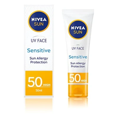 Afbeelding van NIVEA Sun UV zonnebrandcrème voor het gezicht SPF 50 (50 ml), beschermt tegen UVA/UVB stralen en vroegtijdige huidveroudering, de gevoelige gezichtshuid