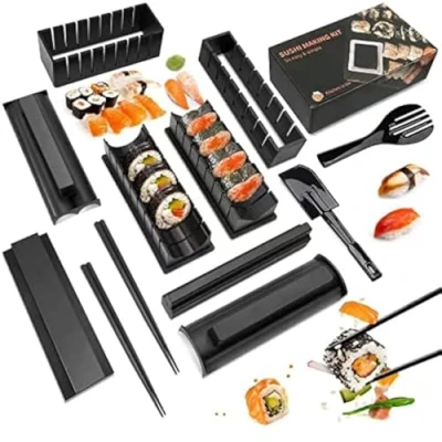 Afbeelding van MLRYH sushi Maker set van 12 vormen, voor het bereiden sushi, rijst, rol, maker, doe zelf, keuken, complete set, geschikt beginners