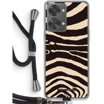 Afbeelding van Case Company® hoesje met Koord geschikt voor OnePlus Nord 2T Arizona Zebra Telefoonhoesje Zwart Bescherming aan alle Kanten en Over de Schermrand