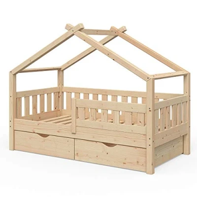 Afbeelding van Vitalispa Huisbed Design, Bruin, 80x160 cm met 2 laden