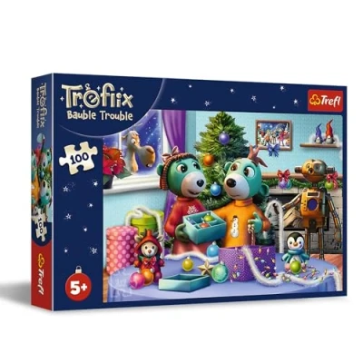Afbeelding van Trefl The Treflik Family, Kerstmis bij de familie van puzzel 100 stukjes kerstpuzzel met filmfiguren, voor kinderen vanaf 5 jaar
