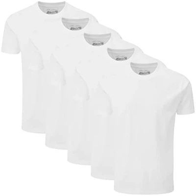 Afbeelding van Charles Wilson Effen Ronde Hals T Shirt 5 Stuks, Plain White, XXL