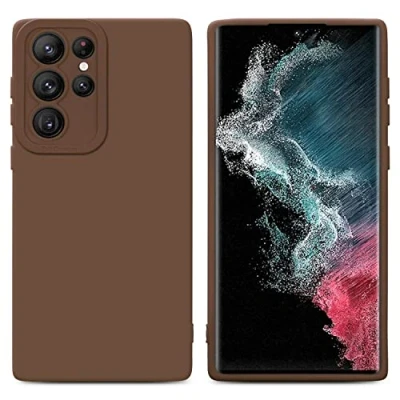 Afbeelding van Cadorabo Hoesje geschikt voor Samsung Galaxy S22 ULTRA in Fluid BRUIN Beschermhoes gemaakt van flexibel TPU silicone Cover Case