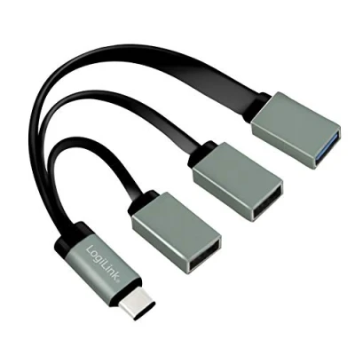 Afbeelding van LogiLink UA0315 USB C (USB 3.2 Gen 2) multiport hub 3 poorten Zwart, Grijs