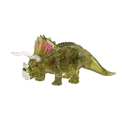 Afbeelding van HCM Kinzel 90271 59204 3D Crystal Triceratops puzzel met nest en eieren, voor volwassenen kinderen, 61 delig, transparant groen