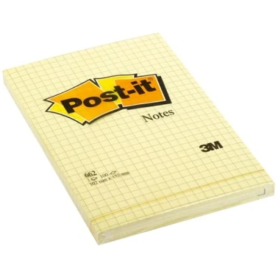 Afbeelding van Post it Notes, Ft 102 X 152 Mm, Geel, Geruit, Blok Van 100 Vel Memoblok