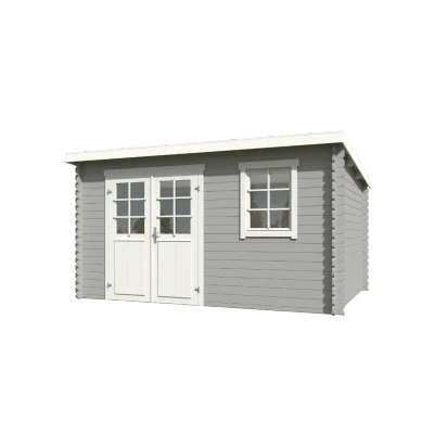 Afbeelding van Blokhut Amira 400x295 cm Platinum Grey wit Gecoat