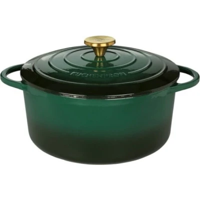 Afbeelding van Küchenprofi Gietijzeren stoofpan met deksel, groen/zwarte binnenkant, 26 cm, braadpan, ovenschaal, geëmailleerde pan, voor alle warmtebronnen (inclusief inductie), om te stoven,