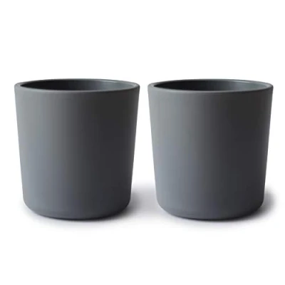 Image de Mushie Lot de 2 gobelets vaisselle pour enfants Réutilisables Sans BPA Passent au lave et micro ondes Faciles à tenir Fabriqués Danemark Nuage
