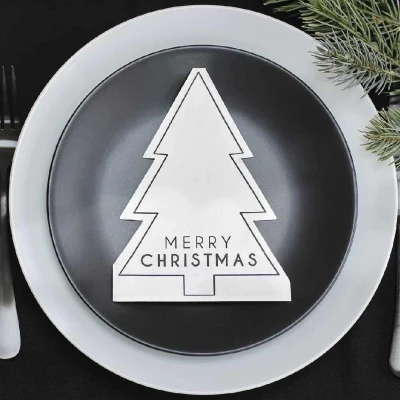 Afbeelding van Ginger Ray 16 Servetten Merry Christmas zwart wit
