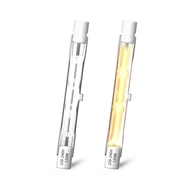 Afbeelding van Klarlight 120 W R7s halogeenlamp, potlood, 78 mm, dimbaar, warmwit, 2800 K, J78, lineaire halogeenprojector met dubbele uiteinde, 1885 lm, voor plafondlamp, landschap, veiligheid (2 stuks)