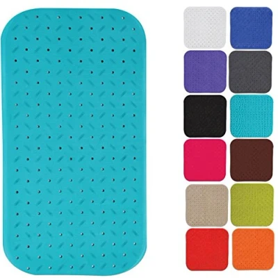 Afbeelding van MSV Douche/bad anti slip mat badkamer rubber turquoise blauw 36 x 76 cm met zuignappen