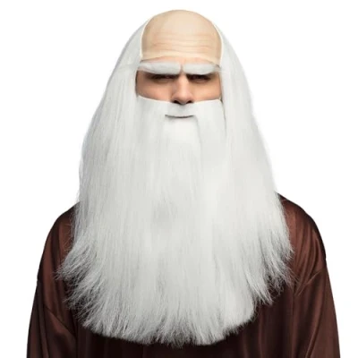 Afbeelding van Boland Pruik Wise man Wit steil lang Mannen Tovenaar