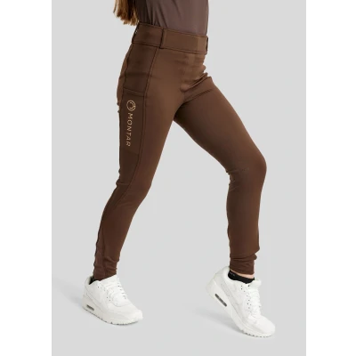 Image de Montar Legging d&#039;Équitation Rosegold Logo Junior Full Grip Marron