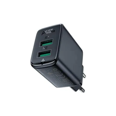 Afbeelding van Acefast wandlader 2x USB 18W QC 3.0, AFC, FCP zwart (A33 zwart)