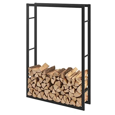 Afbeelding van Brandhout rek houtopslag Täby 100x25x150 cm zwart
