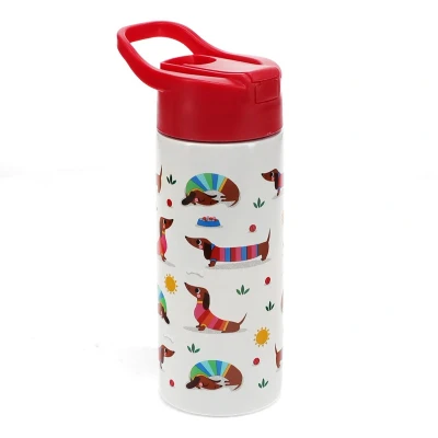 Afbeelding van Rex london rvs drinkfles met rietje sunny sausage dog 500 ml