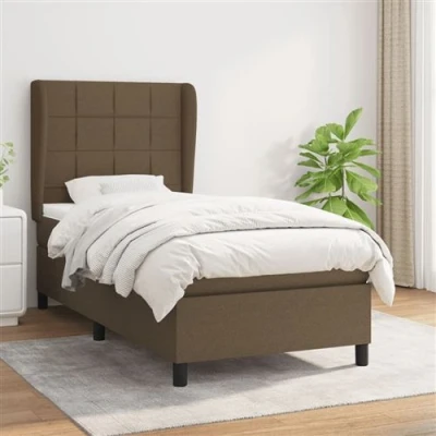 Afbeelding van vidaXL Boxspring met matras stof donkerbruin 90x200 cm
